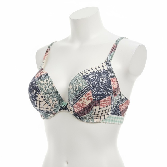 Womens Cacique Multicolor Patchwork Underwire Bra Size 38F - Picture 1 of 3